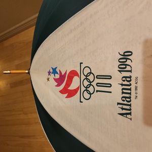 Vintage Umbrella 1996 Atlanta Olympics. Wood accents